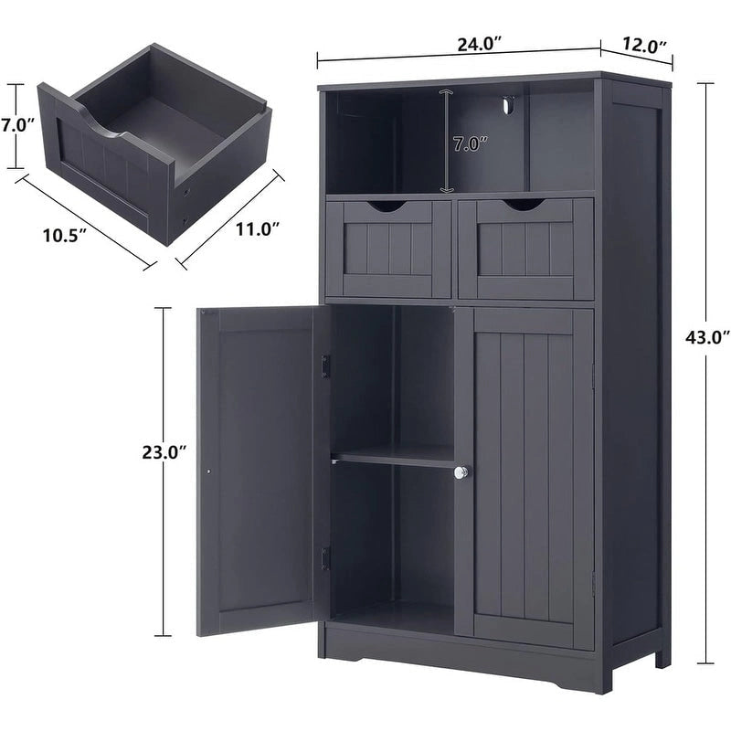 Armario de Almacenamiento de Suelo con 2 Puertas (30 cm Profundidad x 60 cm Ancho x 108 cm Altura)