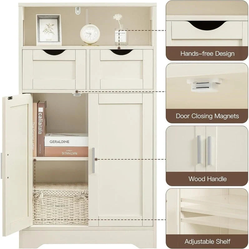 Armario de Almacenamiento de Suelo con 2 Puertas (30 cm Profundidad x 60 cm Ancho x 108 cm Altura)