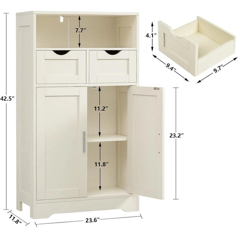 Armario de Almacenamiento de Suelo con 2 Puertas (30 cm Profundidad x 60 cm Ancho x 108 cm Altura)