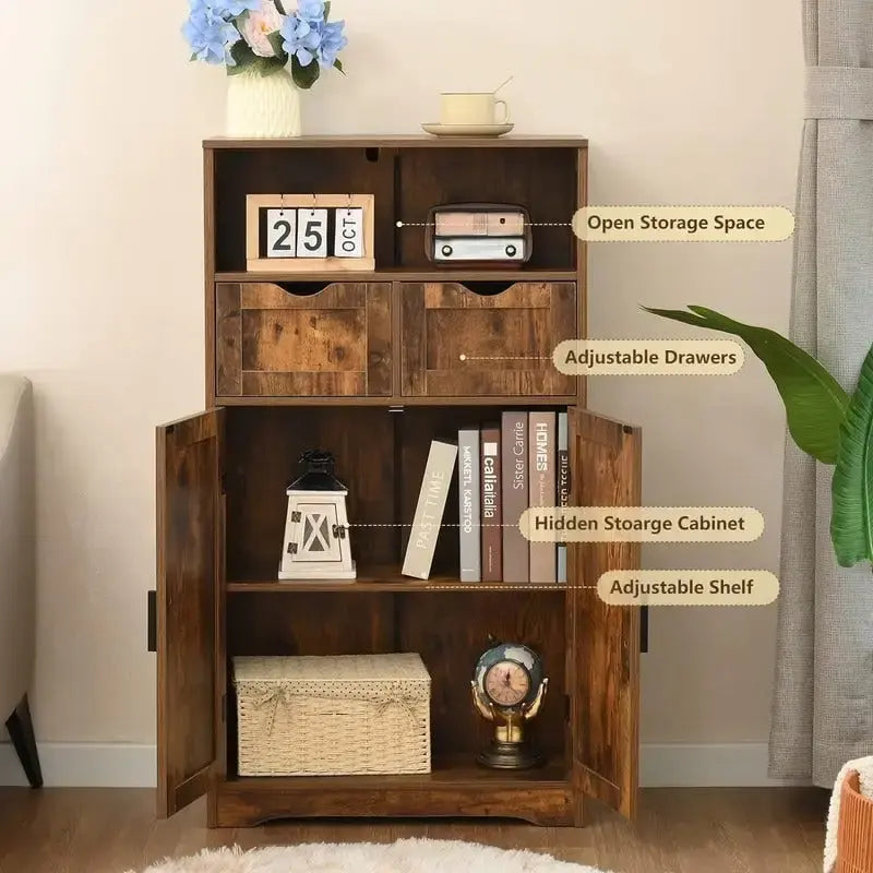 Armario de Almacenamiento de Suelo con 2 Puertas (30 cm Profundidad x 60 cm Ancho x 108 cm Altura)