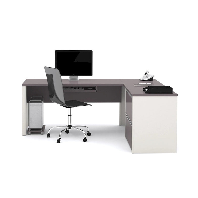 Bestar Connexion L-desk with Oversized Pedestal
