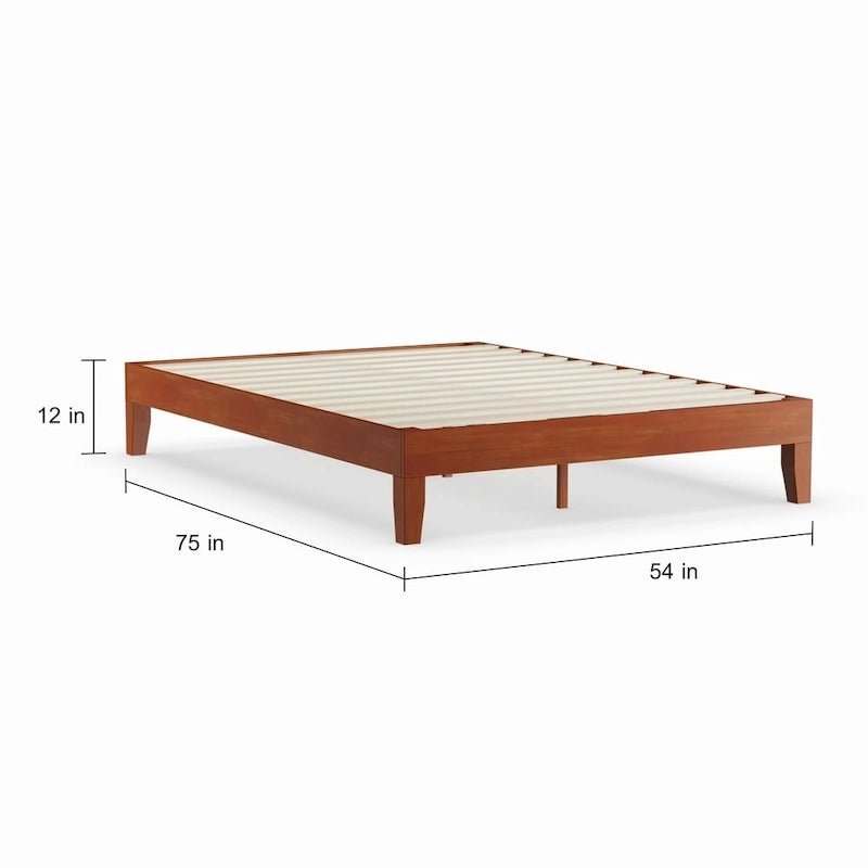 Cama de plataforma de tamaño completo de madera de 12 pulgadas