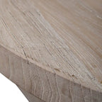 Mesa de centro redonda de madera de olmo recuperada de 48" con base geométrica