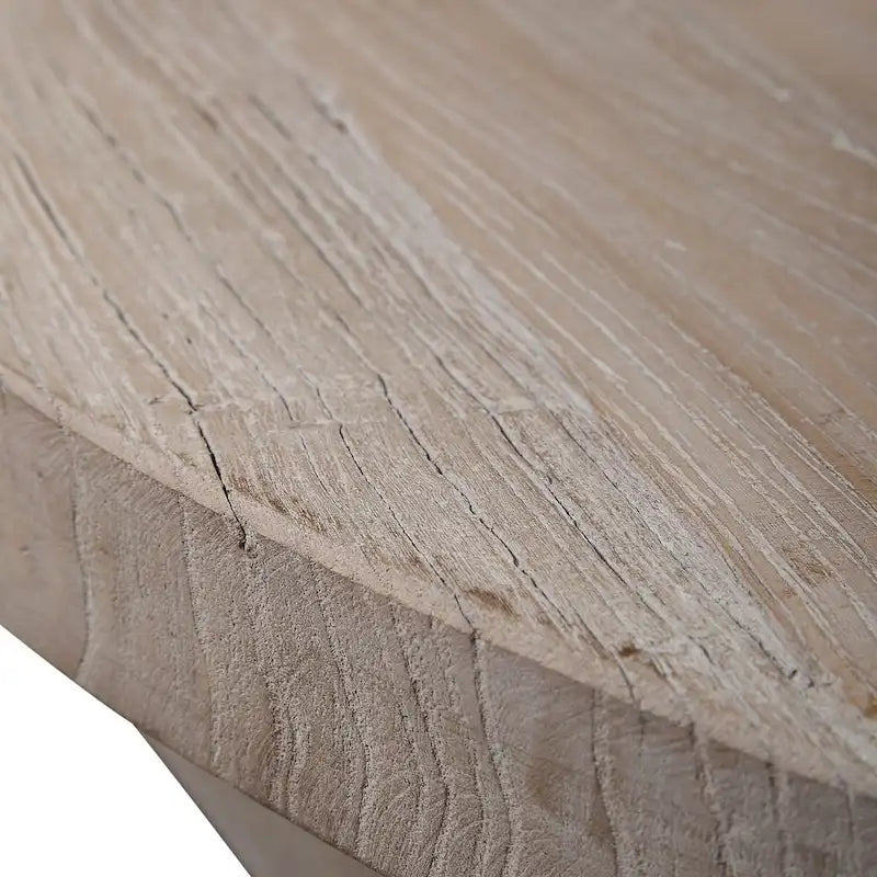 Mesa de centro redonda de madera de olmo recuperada de 48" con base geométrica