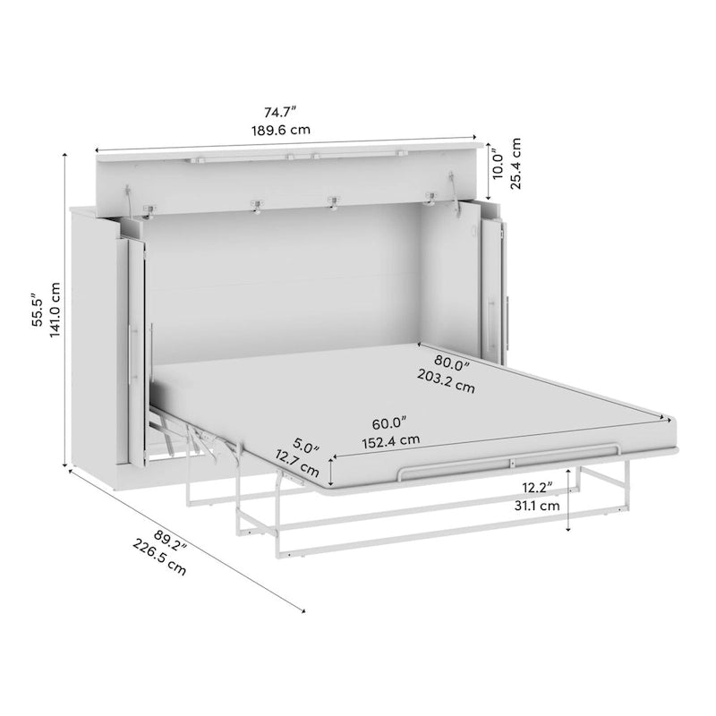Cama tipo gabinete Queen de 75W con colchón