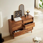 Cómoda de 6 cajones con diseño biselado y patas de madera maciza
