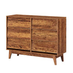 Cómoda de 6 cajones con diseño biselado y patas de madera maciza