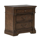 Arden Road Satin Cherry Bedroom Wood Nightstand with Charging Station