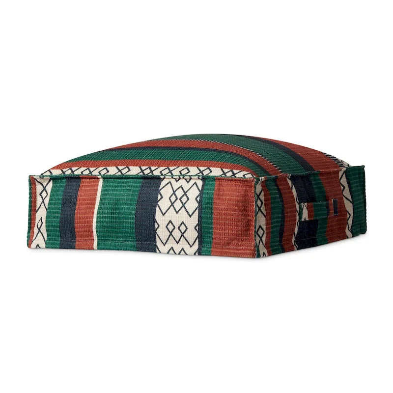Puf otomano de suelo bohemio a rayas de estilo sudoccidental