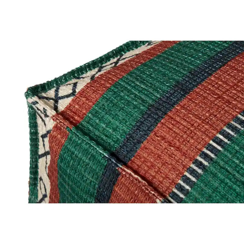 Puf otomano de suelo bohemio a rayas de estilo sudoccidental