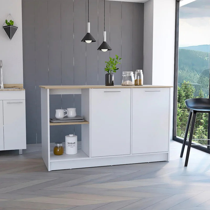 Isla de Cocina con Estantes de Almacenamiento y Gabinete