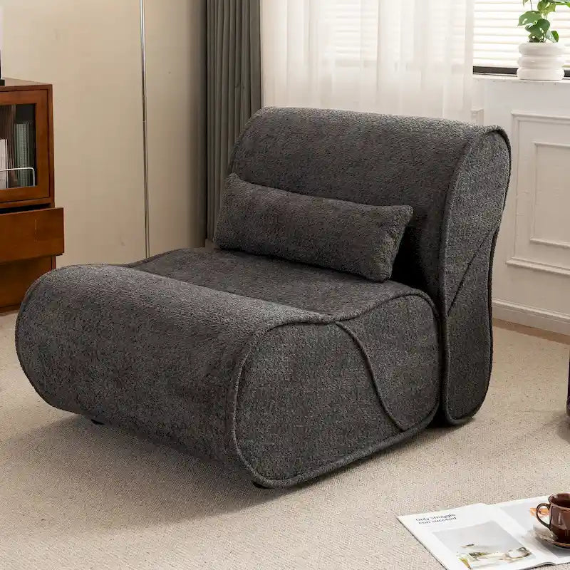 Sillón reclinable de terciopelo con cojín lumbar