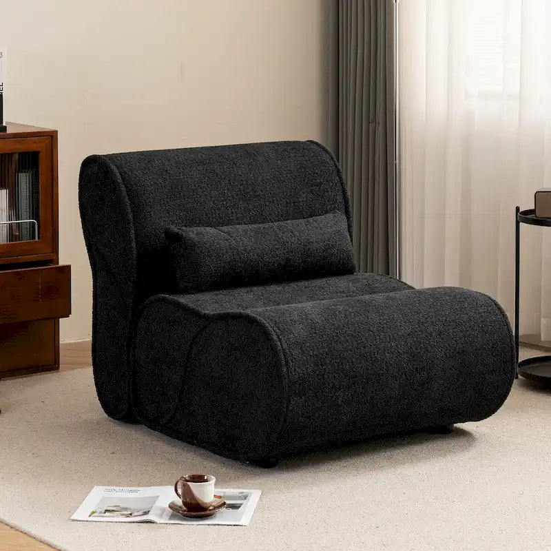 Sillón reclinable de terciopelo con cojín lumbar