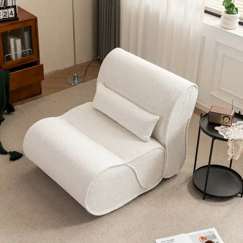Sillón reclinable de terciopelo con cojín lumbar