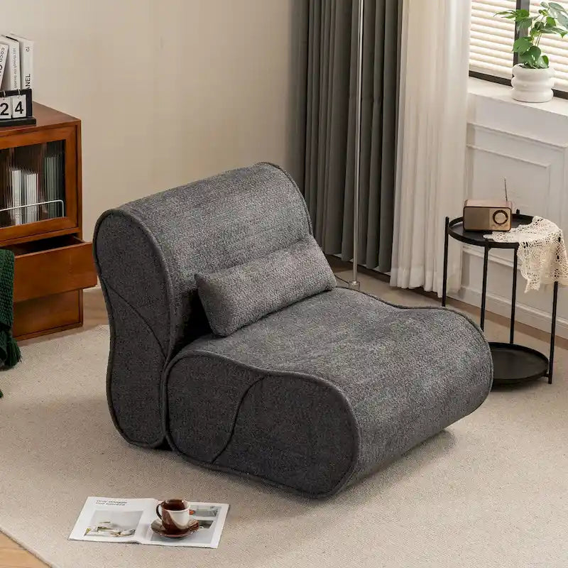 Sillón reclinable de terciopelo con cojín lumbar