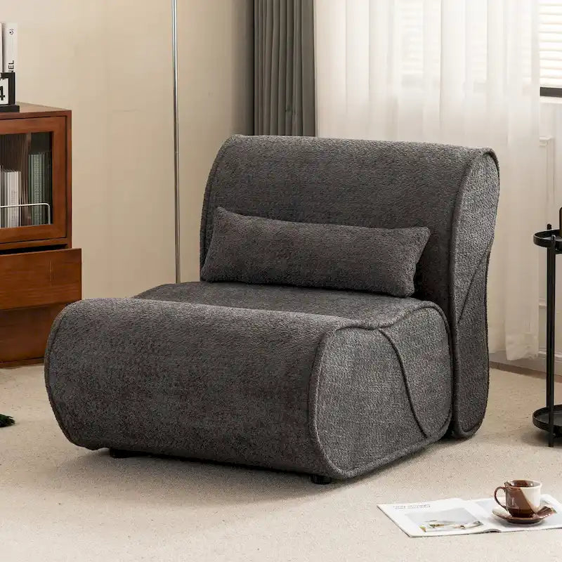 Sillón reclinable de terciopelo con cojín lumbar