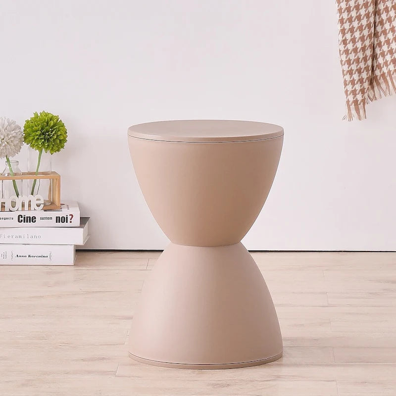 Taburete de tambor de plástico con forma de cintura – Mesa auxiliar ligera para casa u oficina