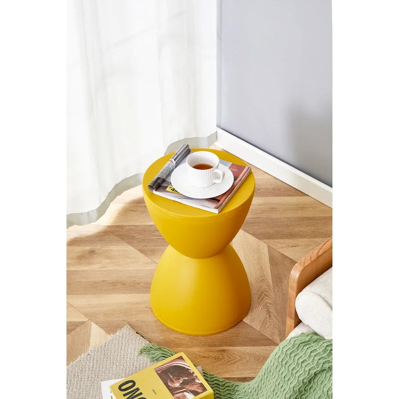 Taburete de tambor de plástico con forma de cintura – Mesa auxiliar ligera para casa u oficina