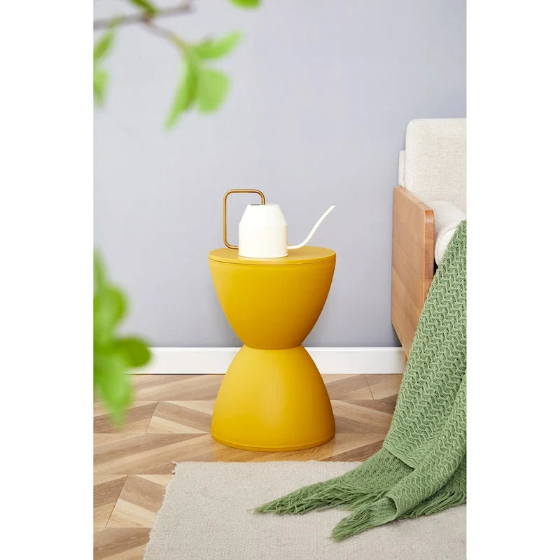 Taburete de tambor de plástico con forma de cintura – Mesa auxiliar ligera para casa u oficina