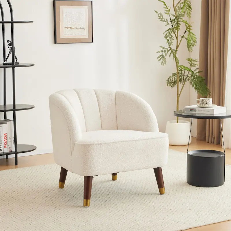 Sillón Acentual de Terciopelo con Patas de Madera de Caucho