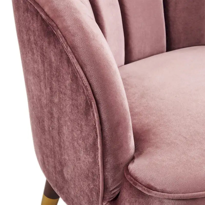Sillón Acentual de Terciopelo con Patas de Madera de Caucho