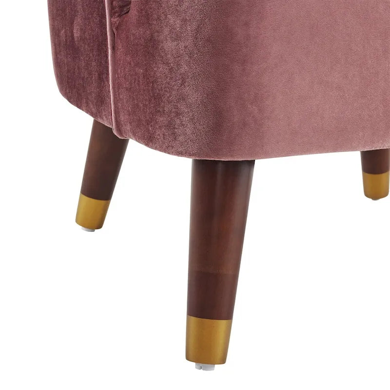 Sillón Acentual de Terciopelo con Patas de Madera de Caucho